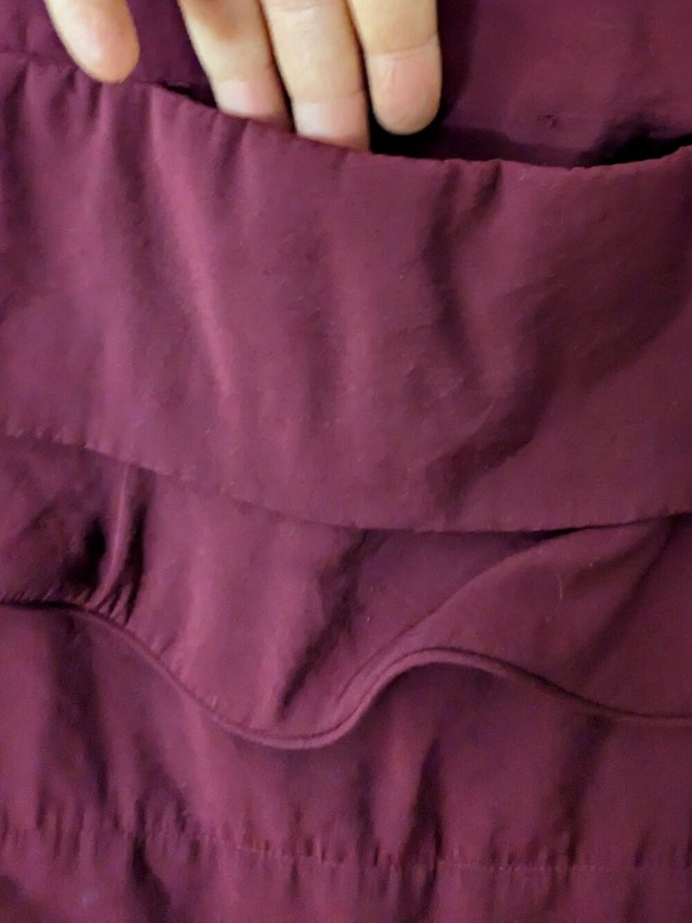 COS Scalloped Trim Layered Ruffle Mini Dress Long Sleeve Pocket Burgundy Size 6 - Picture 6 of 11